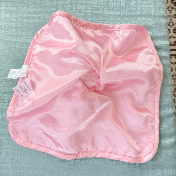 George White Pink Floral Bunny Rabbit Satin Trim Security Blanket Baby Lovey - Picture 4 of 16